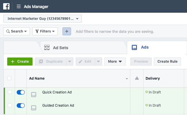 Facebook Ads - Business Manager - Ads Manager - Ads