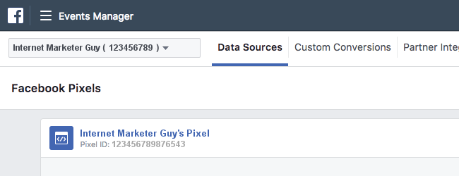 Facebook Pixel - Main Header Banner - Pixel Name