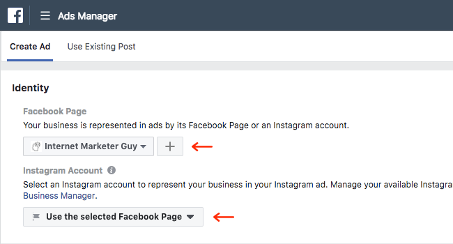 Facebook Ads - Business Manager - Ads Manager - Guided Creation - Create Ad - Identity
