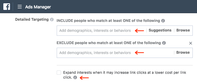 Facebook Ads - Business Manager - Ads Manager - Guided Creation - Create Ad Set - Audience - Detailed Targeting