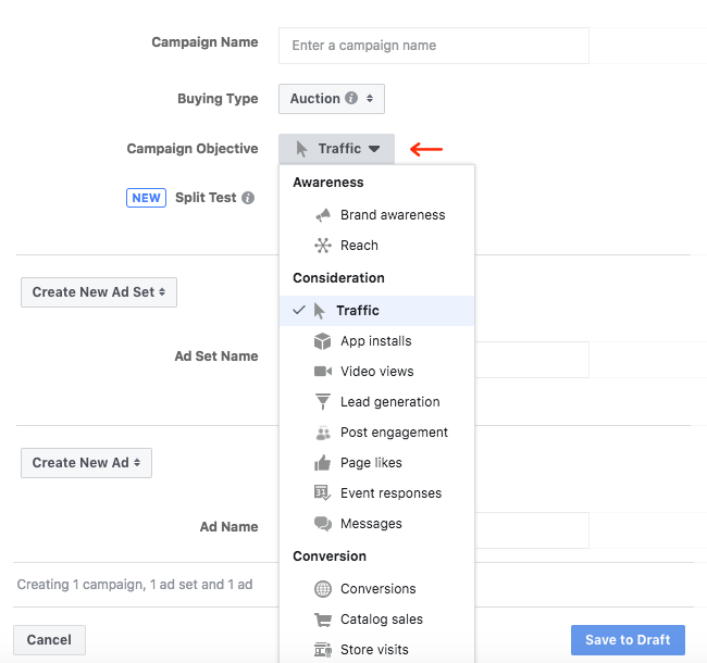 Facebook Ads - Business Manager - Ads Manager - Quick Creation - Campaign Objective Expanded