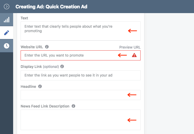 Facebook Ads - Business Manager - Ads Manager - Quick Creation - Edit - Creating Ad - Create Ad - Content