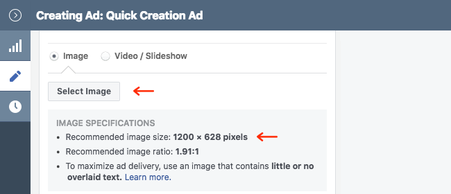 Facebook Ads - Business Manager - Ads Manager - Quick Creation - Edit - Creating Ad - Create Ad - Select Image