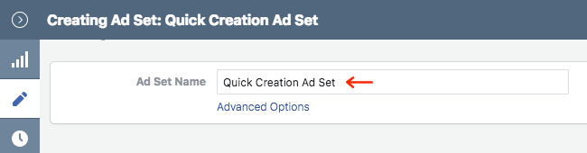 Facebook Ads - Business Manager - Ads Manager - Quick Creation - Edit - Creating Ad Set - Ad Set Name