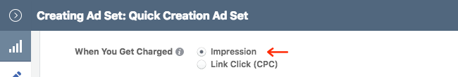 Facebook Ads - Business Manager - Ads Manager - Quick Creation - Edit - Creating Ad Set - Optimization and Delivery - When You Get Charged - Impression