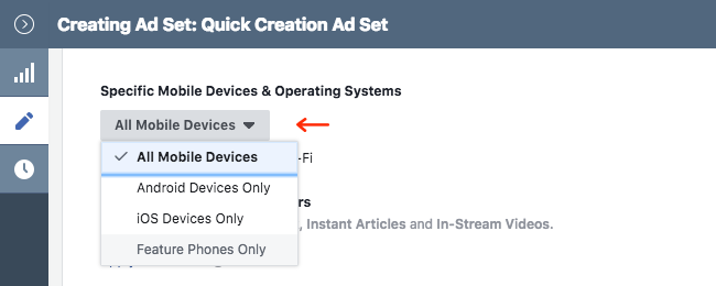 Facebook Ads - Business Manager - Ads Manager - Quick Creation - Edit - Creating Ad Set - Placement - Edit Placements - Specific Devices - Expanded