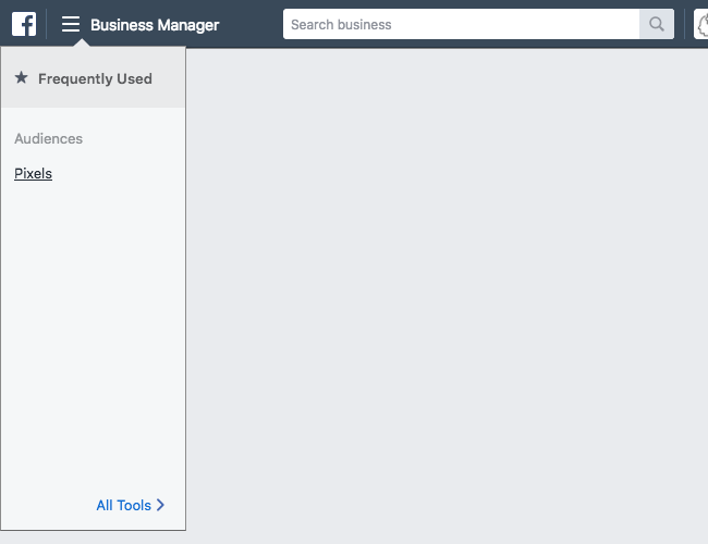 Facebook Pixel - Business Manager - Expanded Menu - Pixels Selected