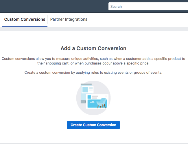 Facebook Pixel - Events Manager - Custom Conversion Not Created - Create Custom Conversion - Blue Button