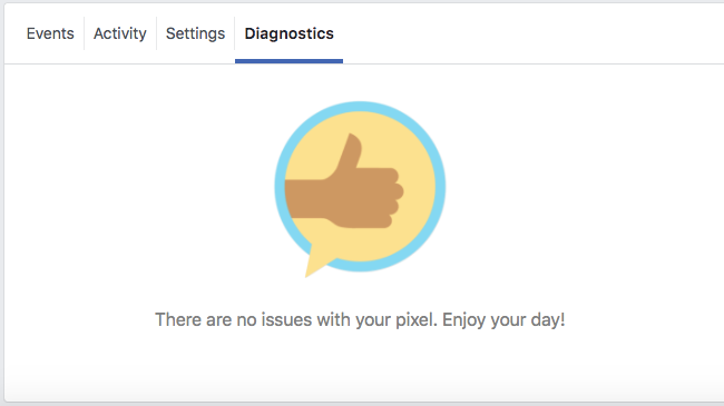 Facebook Pixel - Events Manager - Data Sources - Diagnostics