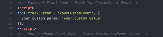 Facebook Pixel - Pixel Code - Custom Event - YourCustomEvent - Custom Parameter