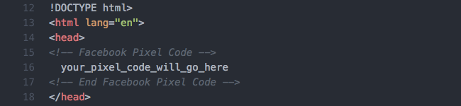 Facebook Pixel - Pixel Code - HTML Template Example